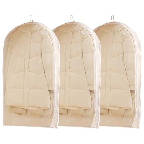HomeJoySet 2025 Neuer Platzsparender Kleidersack for Aufhängen – Selbstkomprimierender Reißverschluss, Staubschutz for Mäntel, Daunenjacken (weiß, Groß + Extragroß)(W,3PCS Large) von HomeJoySet