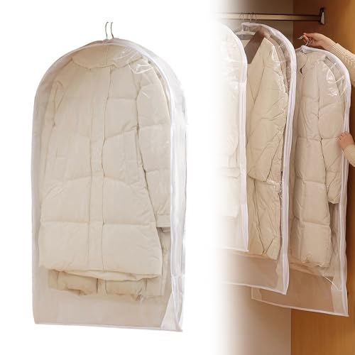 HomeJoySet 2025 Neuer Platzsparender Kleidersack for Aufhängen – Selbstkomprimierender Reißverschluss, Staubschutz for Mäntel, Daunenjacken (weiß, Groß + Extragroß)(W,L) von HomeJoySet