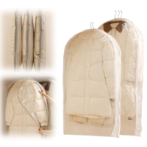 HomeJoySet 2025 Neuer Platzsparender Kleidersack for Aufhängen – Selbstkomprimierender Reißverschluss, Staubschutz for Mäntel, Daunenjacken (weiß, Groß + Extragroß)(W,Large+X-Large) von HomeJoySet