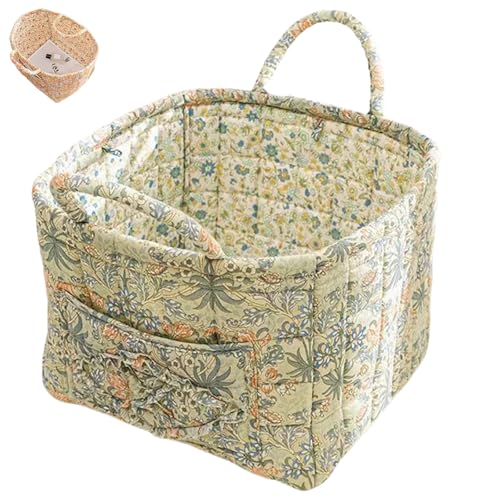 HomeJoySet 25 L Aufbewahrungskorb Aus Stoff Mit Boho-Blumenmuster – Großer Dekorativer Behälter Mit Griffen, Faltbar for Die Organisation Zu Hause (F)(B) von HomeJoySet