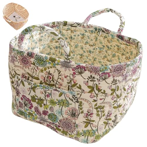 HomeJoySet 25 L Aufbewahrungskorb Aus Stoff Mit Boho-Blumenmuster – Großer Dekorativer Behälter Mit Griffen, Faltbar for Die Organisation Zu Hause (F)(C) von HomeJoySet