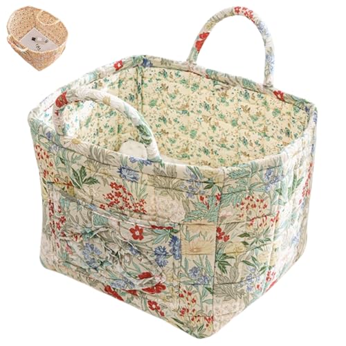 HomeJoySet 25 L Aufbewahrungskorb Aus Stoff Mit Boho-Blumenmuster – Großer Dekorativer Behälter Mit Griffen, Faltbar for Die Organisation Zu Hause (F)(I) von HomeJoySet