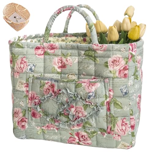 HomeJoySet 25 L Aufbewahrungskorb Aus Stoff Mit Boho-Blumenmuster – Großer Dekorativer Behälter Mit Griffen, Faltbar for Die Organisation Zu Hause (F)(P) von HomeJoySet