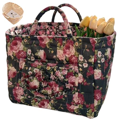 HomeJoySet 25 L Aufbewahrungskorb Aus Stoff Mit Boho-Blumenmuster – Großer Dekorativer Behälter Mit Griffen, Faltbar for Die Organisation Zu Hause (F)(Q) von HomeJoySet