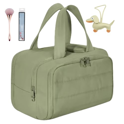 HomeJoySet Grüne, Weit Zu Öffnende 4-in-1-Reisekosmetiktasche Mit Großem Fassungsvermögen – Wasserdichter, Leichter Und Multifunktionaler Kulturbeutel for Damen(Green) von HomeJoySet