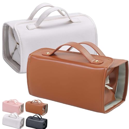 HomeJoySet Rosafarbene, wasserdichte Kosmetiktasche Aus Leder – Abnehmbarer 4-in-1-Kulturbeutel Aus PU Mit Fächern, Großes Fassungsvermögen for Unterwegs(2pcs-C) von HomeJoySet