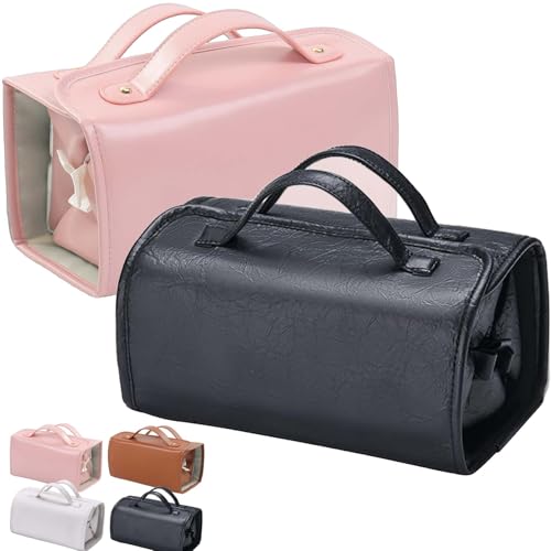 HomeJoySet Rosafarbene, wasserdichte Kosmetiktasche Aus Leder – Abnehmbarer 4-in-1-Kulturbeutel Aus PU Mit Fächern, Großes Fassungsvermögen for Unterwegs(2pcs-D) von HomeJoySet