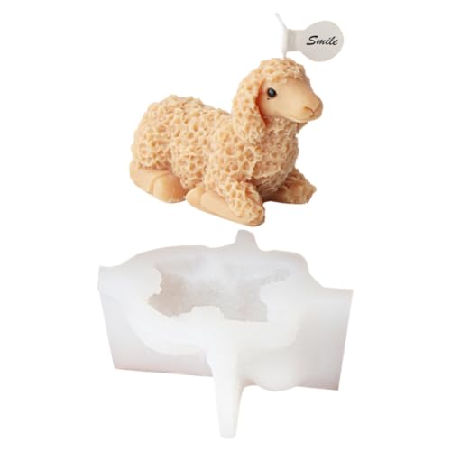 HomeJoySet Silikon-Kerzenform „Schaf“, Tierform For Handgefertigte Wohndekoration Und Haustierbesitzer(Little sheep with fo) von HomeJoySet
