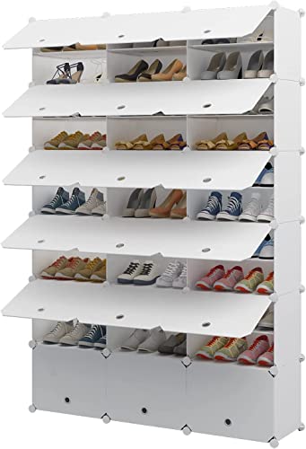 HomeJoySet Tragbarer Schuhregal-Organizer Aus Kunststoff for 72 Paare for Selbermachen Mit Türen (weiß) von HomeJoySet