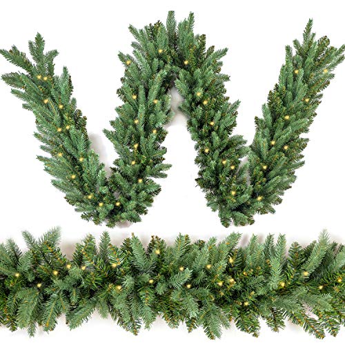 HomeKaren Weihnachtsgirlande, 2,7 m, vorbeleuchtete Girlande mit 50 LED-Lichtern, 550 Spitzen, echt wie üppiger und klassischer grüner Stil für Innen- und Außendekoration HomeKaren Weihnachtsgirlande, 2,7 m, vorbeleuchtete Girlande mit 50 LED-Lichtern, 550 Spitzen, echt wie üppiger und klassischer grüner Stil für Innen- und Außendekoration von HomeKaren