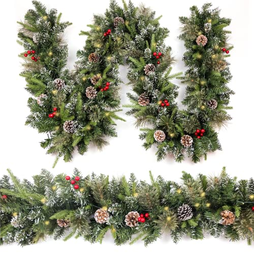 HomeKaren Weihnachtsgirlande Snowy, 2,7 m, mit 50 Lichtern, Weihnachtsdekoration mit 50-Licht-Timer für Kaminsims, Treppe im Innen- und Außenbereich HomeKaren Weihnachtsgirlande Snowy, 2,7 m, mit 50 Lichtern, Weihnachtsdekoration mit 50-Licht-Timer für Kaminsims, Treppe im Innen- und Außenbereich von HomeKaren