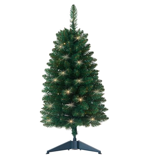 Vorbeleuchteter künstlicher Weihnachtsbaum, 91 cm, batteriebetriebener Tisch-Weihnachtsbaum mit 50 LEDs und 160 Zweigspitzen, Mini-Weihnachtsbaumdekoration für drinnen und draußen Vorbeleuchteter künstlicher Weihnachtsbaum, 91 cm, batteriebetriebener Tisch-Weihnachtsbaum mit 50 LEDs und 160 Zweigspitzen, Mini-Weihnachtsbaumdekoration für drinnen und draußen von HomeKaren