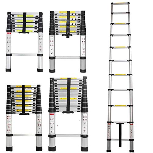 2,6m Teleskopleiter Alu-Klappleiter Rutschfester Klappleiter Stehleiter Ausziehbare Robust Stehleiter,150 kg/330 Pfund Belastbarkeit von HomeKingdom