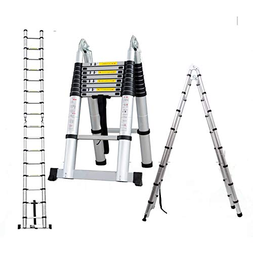 5M Alu Teleskopleiter Klappleiter Stehleiter Schiebeleiter Mehrzweckleiter Leiter Anlegeleiter Aluleiter EN131-2.5M+2.5M von HomeKingdom