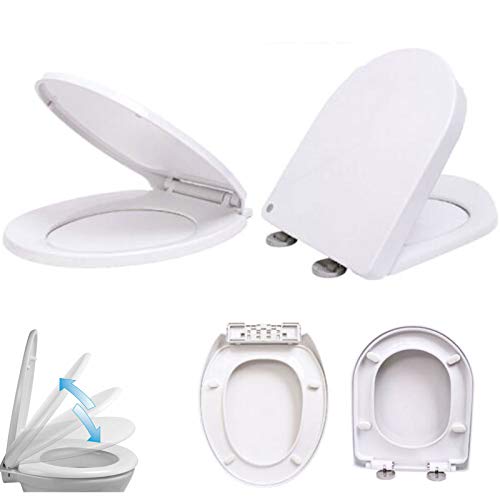 Klodeckel, WC Sitz mit absenkautomatik,D-Form weiß Toilettendeckel,oben und unten einfach befestingung, Antibakteriell Toilettensitz mit verstellbaren Scharnieren Klodeckel, WC Sitz mit absenkautomatik,D-Form weiß Toilettendeckel,oben und unten einfach befestingung, Antibakteriell Toilettensitz mit verstellbaren Scharnieren von HomeKingdom