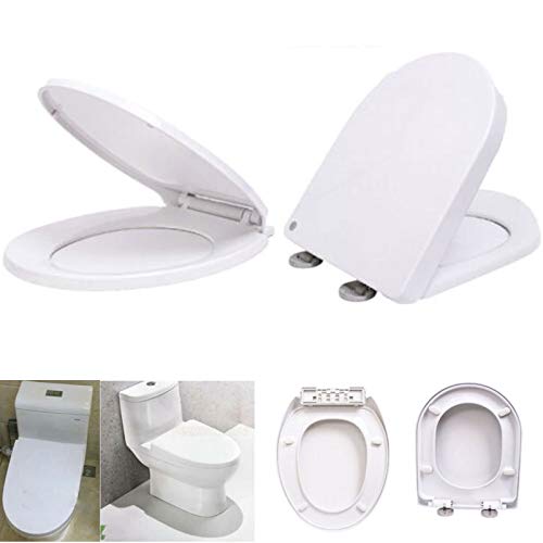 Klodeckel, WC Sitz mit absenkautomatik,O-Form weiß Toilettendeckel,oben und unten einfach befestingung, Antibakteriell Toilettensitz mit verstellbaren Scharnieren von HomeKingdom