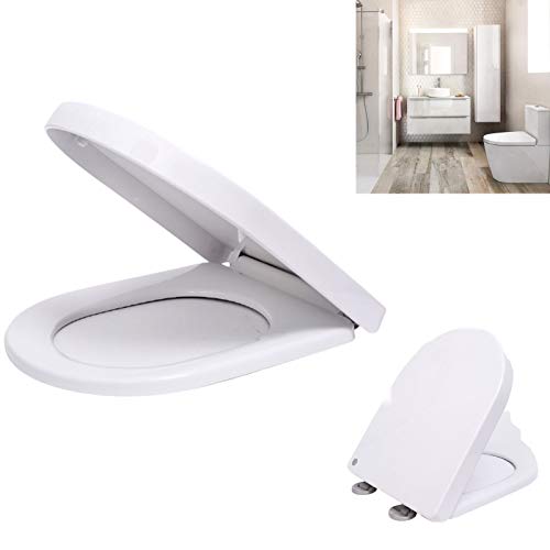 Premium Toilettendeckel, WC Sitz mit Absenkautomatik, Quick Release Funktion, unten einfach befestingung, D-Form weiß Klodeckel von HomeKingdom