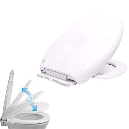 Premium Toilettendeckel WC Sitz,oval weiß Toilettensitz mit Quick Release Funktion und Softclose Absenkautomatik,Antibakterielle Klobrille von HomeKingdom