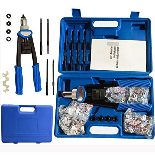 Profi Nietmutternzange-Set mit 150 Nietmuttern,M5 M6 M8 M10 M12 je 30 Stück, 5 wechselbare Zugdorne in den Größen,DIY Hand-Nietzange Nietzange Set von HomeKingdom