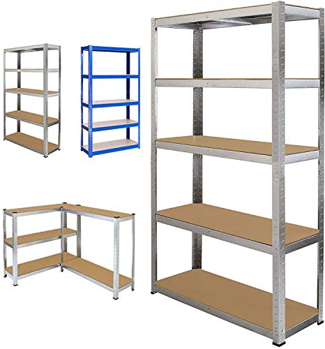 Schwerlastregal Lagerregal Verstellbare Steckregal, MDF-Platten Regal Garagenregal Kellerregal Werkstattregal, bis 875 kg belastbar, 170cm x 75cm x 30cm, Verzinkt Beschichtet Schwerlastregal Lagerregal Verstellbare Steckregal, MDF-Platten Regal Garagenregal Kellerregal Werkstattregal, bis 875 kg belastbar, 170cm x 75cm x 30cm, Verzinkt Beschichtet von HomeKingdom