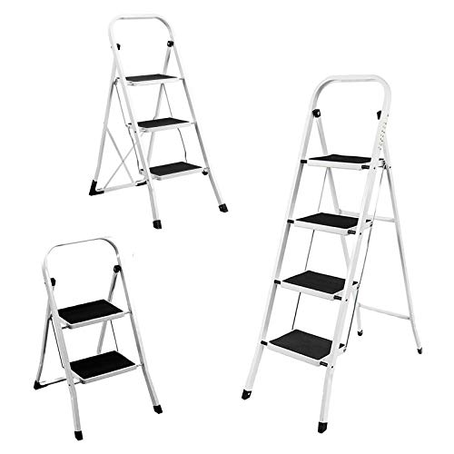 Stahl Trittleiter Leiter Leichtgewicht 3-stufig Modellauswahl Stehleiter Malerleiter Klapptreppe Haushaltsleiter Klappleiter Klapptritt,Klapptreppe bis 150 kg von HomeKingdom