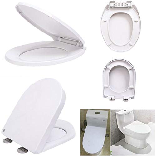 WC Sitz, D-Form Toilettendeckel, Weiß klobrille mit absenkautomatik,antibakteriell Toilettensitz mit Softclose,Einfache Installation und Reinigung von HomeKingdom