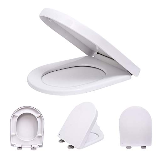 WC Sitz,Premium Toilettendeckel mit Softclose Absenkautomatik, D-Form weiß Klodeckel, Toilettensitz mit Quick Release Funktion und Softclose Absenkautomatik WC Sitz,Premium Toilettendeckel mit Softclose Absenkautomatik, D-Form weiß Klodeckel, Toilettensitz mit Quick Release Funktion und Softclose Absenkautomatik von HomeKingdom