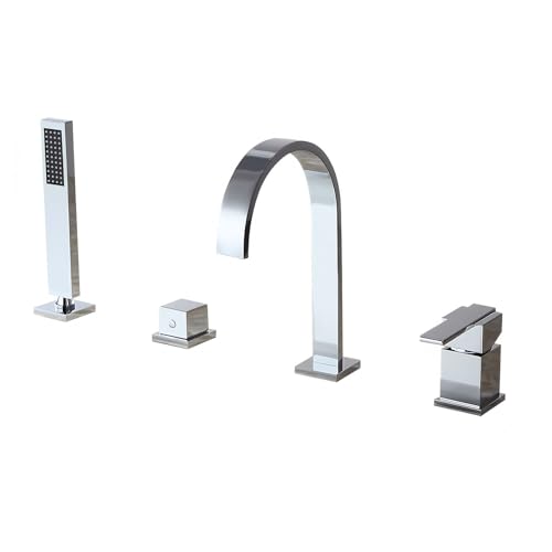 HomeLava 4 Loch Wannenrandarmatur Wasserfall, Badewannenarmatur mit Handbrause Wannenarmatur Fliesenrandarmatur Mischbatterie Badewanne Armaturen Set, Chrom HomeLava 4 Loch Wannenrandarmatur Wasserfall, Badewannenarmatur mit Handbrause Wannenarmatur Fliesenrandarmatur Mischbatterie Badewanne Armaturen Set, Chrom von HomeLava