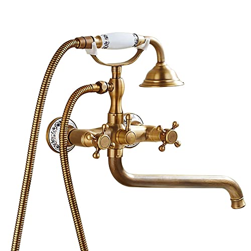 HomeLava Antik Badewannenarmatur Zweigriff Messing Wannenarmatur Badewanne Wasserhahn Wandmontage mit Handbrause Aufputz Wannenmischer Dusche Set HomeLava Antik Badewannenarmatur Zweigriff Messing Wannenarmatur Badewanne Wasserhahn Wandmontage mit Handbrause Aufputz Wannenmischer Dusche Set von HomeLava