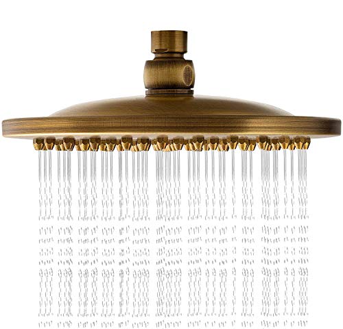 HomeLava Antike Messing Duschkopf Regendusche Runde 8 Zoll Kopfbrause Regendusche Bronze Retro-Stil von HomeLava