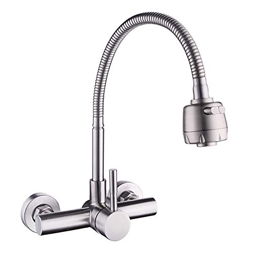 HomeLava Edelstahl Wandmontage Wasserhahn Küche Wand 360° Drehbar Einhebelmischer Kaltwasserhahn Mischbatterie von HomeLava