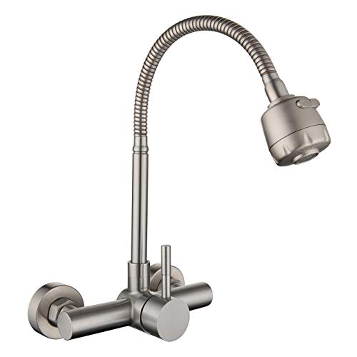 HomeLava Edelstahl Wasserhahn Wandmontage Küchenarmatur 360° drehbar Küche Wand Spültischarmatur Einhebelmischer Mischbatterie von HomeLava