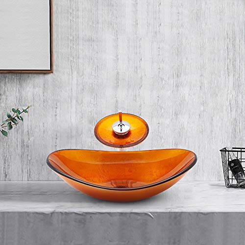 HomeLava Gehärtetes Glas Aufsatz-Waschbecken Waschtisch Becken Handwaschbecken Klein Handwaschbecken mit Wasserfall Wasserhahn für Gäste WC Bad 42cm HomeLava Gehärtetes Glas Aufsatz-Waschbecken Waschtisch Becken Handwaschbecken Klein Handwaschbecken mit Wasserfall Wasserhahn für Gäste WC Bad 42cm von HomeLava
