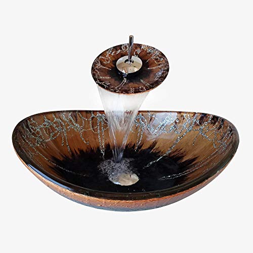 HomeLava Glas Waschbecken Set Bad Oval mit Wasserfall Wasserhahn HomeLava Glas Waschbecken Set Bad Oval mit Wasserfall Wasserhahn von HomeLava