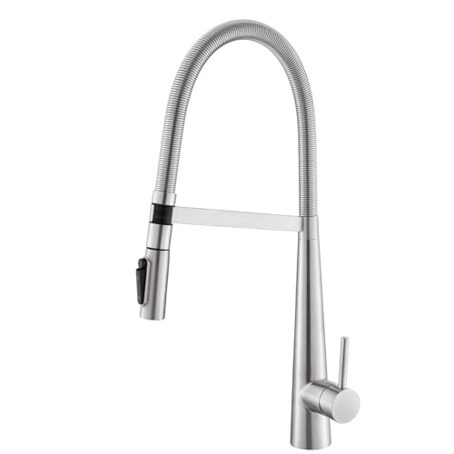 HomeLava Hochdruck Wasserhahn Küche mit Brause Ausziehbar, 360°Drehbar Küchenarmatur Hoher Bogen Trinkwasserhahn Mischbatterie, Spiralfeder Spültischarmatur Edelstahl, 2 Sprühfunktionen von HomeLava
