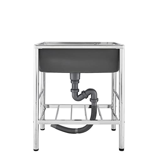 HomeLava Mobiles Spültisch Edelstahl Spülbecken Einzelspüle Spüle Campingküche 1 Becken 58 x 43 x 80 cm Spülschrank Schlauchanschluß Waschtisch von HomeLava