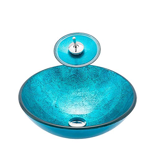 HomeLava Modern Gehärtetes Glas Aufsatzwaschbecken Handwaschbecken Gäste WC Waschbecken Set Waschtisch mit Wasserfall Wasserhahn Rund Blau HomeLava Modern Gehärtetes Glas Aufsatzwaschbecken Handwaschbecken Gäste WC Waschbecken Set Waschtisch mit Wasserfall Wasserhahn Rund Blau von HomeLava