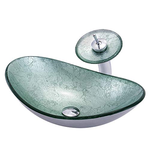 HomeLava Modern Waschbecken Glas Oval Set Hartglas Aufsatzwaschbecken mit Wasserfall Wasserhahn und Chrom Pop Up Ventil HomeLava Modern Waschbecken Glas Oval Set Hartglas Aufsatzwaschbecken mit Wasserfall Wasserhahn und Chrom Pop Up Ventil von HomeLava