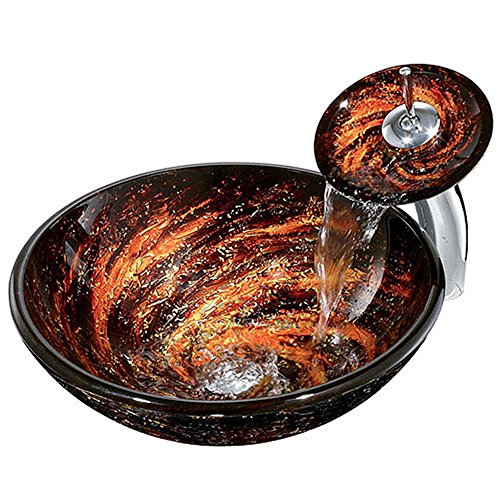HomeLava Modern Waschbecken Glas Set Aufsatzwaschbecken Rund mit Wasserfall Wasserhahn und Ablaufgarnitur HomeLava Modern Waschbecken Glas Set Aufsatzwaschbecken Rund mit Wasserfall Wasserhahn und Ablaufgarnitur von HomeLava