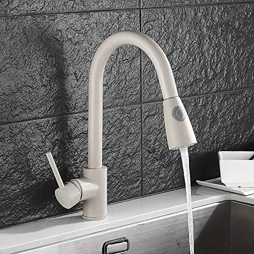 HomeLava Wasserhahn Küche Ausziehbar Beige 360° Drehbar Küchenarmatur mit Brause Einhand Mischbatterie Armatur Edelstahl mit 2 Strahlarten Spültischarmatur von HomeLava