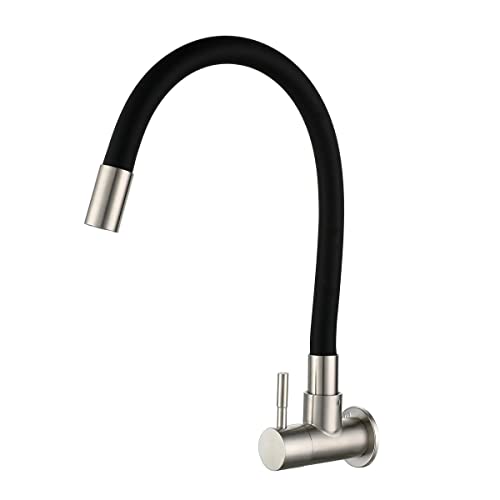 HomeLava Wasserhahn Küche Wandmontage mit Flexibler Auslauf Schwarz Kaltwasserhahn Kaltwasser Armatur Einhebel Spültischarmatur Wandarmatur 360° Schwenkbar Küchenarmatur mit Silikon Weichschlauch HomeLava Wasserhahn Küche Wandmontage mit Flexibler Auslauf Schwarz Kaltwasserhahn Kaltwasser Armatur Einhebel Spültischarmatur Wandarmatur 360° Schwenkbar Küchenarmatur mit Silikon Weichschlauch von HomeLava