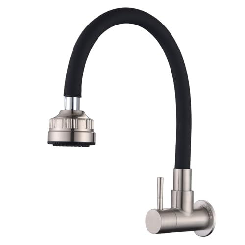 HomeLava Wasserhahn Küche Wandmontage nur Kaltwasser Armatur Wandarmatur mit 4-Modus-Sprüher 360° Schwenkbar Multifunktion, 304 Edelstahl Küchenarmatur nur Kaltwasserhahn von HomeLava