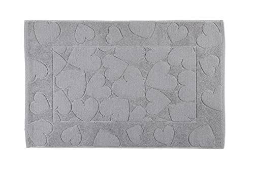 HomeLife Badezimmerteppich, rechteckig, aus Baumwolle, maschinenwaschbar, Motiv: Herzen, bunt 45x60 grau von HomeLife