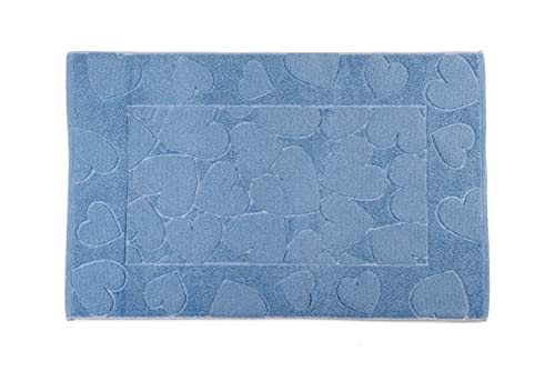 HomeLife Badezimmerteppich, rechteckig, aus Baumwolle, maschinenwaschbar, Motiv: Herzen, bunt 45x60 hellblau von HomeLife