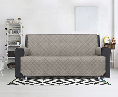 HomeLife Couch Überzug 2 Sitzer - Sofabezug Wasserabweisend, Waschmaschinenfest & mit Antirutsch Beschichtung - Sofa Überzug aus Baumwolle -Champagner (120-130cm x 55cm) von HomeLife