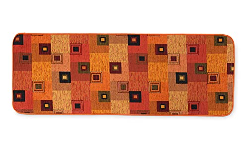 HomeLife Küchenteppich, rutschfest, waschbar, lang, 55 x 290 cm, moderner Läufer aus Chenille mit Buntem Karomuster, Langer Teppichläufer, Farbe: Orange, 55 x 290 cm von HomeLife