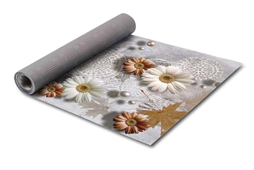 HomeLife PVC Küchenläufer waschbar & rutschfest | 52 × 100 cm | PVC Teppich Läufer für Küche, Flur & Bad | Polyester Teppich für Eingangsbereich Innen & Außenbereich | Design Blütenharmonie von HomeLife