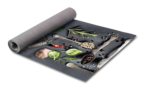 HomeLife PVC Küchenläufer waschbar & rutschfest | 52 × 100 cm | PVC Teppich Läufer für Küche, Flur & Bad | Polyester Teppich für Eingangsbereich Innen & Außenbereich | Design Gewürzkunst von HomeLife