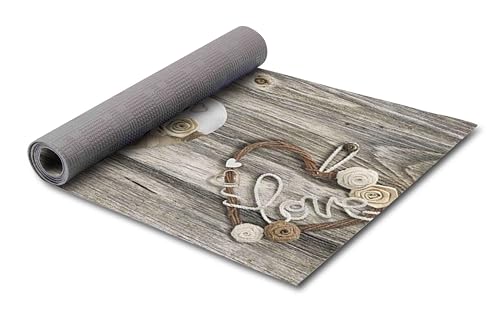 HomeLife PVC Küchenläufer waschbar & rutschfest | 52 × 140 cm | PVC Teppich Läufer für Küche, Flur & Bad | Polyester Teppich für Eingangsbereich Innen & Außenbereich | Design Herzliebe von HomeLife