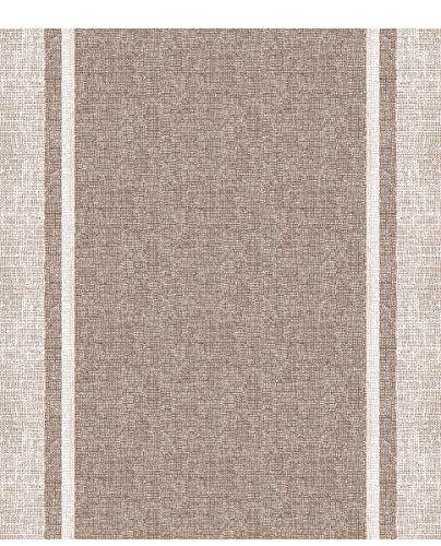 HomeLife PVC Küchenläufer waschbar & rutschfest | 52 × 350 cm | PVC Teppich Läufer für Küche, Flur & Bad | Polyester Teppich für Eingangsbereich Innen & Außenbereich | Leinen Motiv in Beige von HomeLife